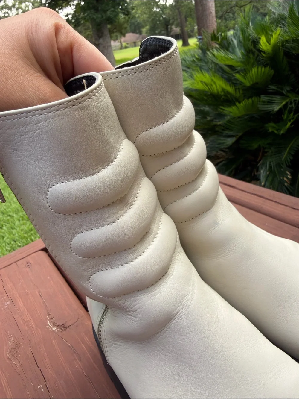 Miista Anouk Off-White Leather Platform Lug Sole Ankle Boots 7.5 $395
